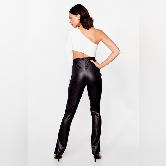 Nasty Gal Split Hem Faux Leather Wet Look Pants leggings - Picture 4 of 5